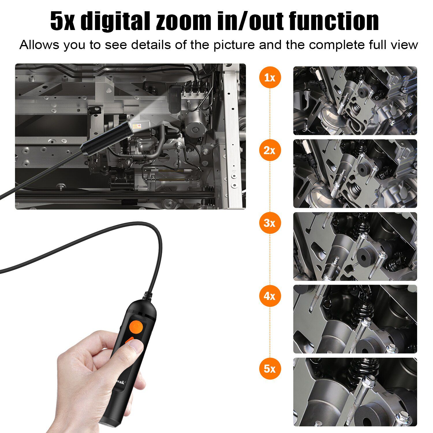 Caméra d'endoscope 12mp autofocus Caméra d'endoscope wifi mini - caméra de zoom 5X caméra de pêche endoscope pour Android, câble de 10m