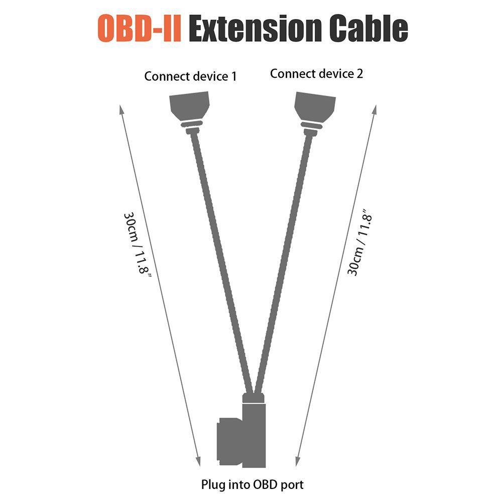 1ft - 30cm OBD2 - 16 needs Rectangular Beam Division y câble homme - femme
