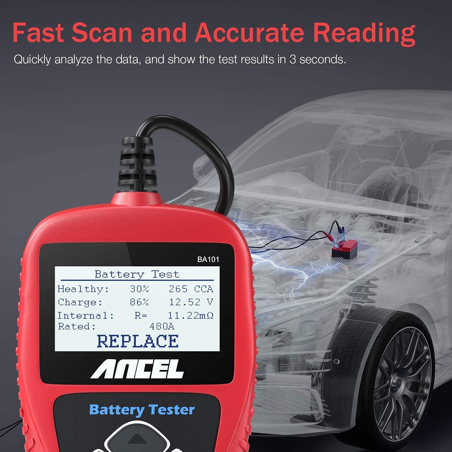 Ancel ba101 Automotive Battery tester 12V 100 to 2000cca 12V Battery Tool Automotive Motorcycle Fast Start Charge System Test