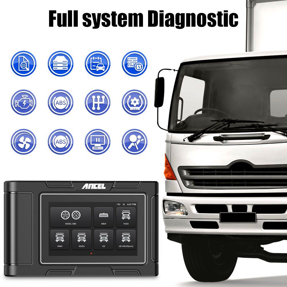 Ancel hd3200 24V Heavy Duty Diesel Truck diagnostic Scanning car full System DPF Regeneration Oil Reset Fuso Hino Hyundai