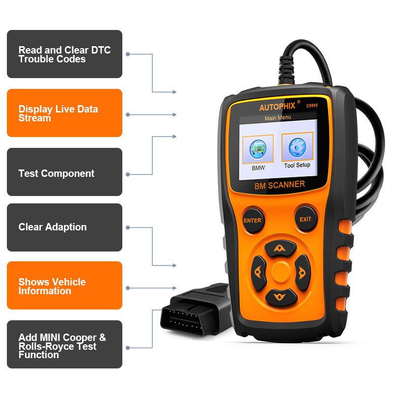 Autophix es910 BMW OBD2 Automotive scanner ABS airbag EPB transport odb2 code reader obdi Diagnostic tool for Life Free Update