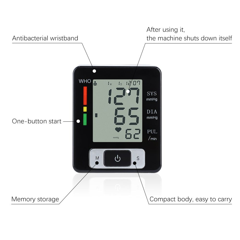 Tonomètre médical anglais manchette vocale bracelet sphygmomanomètre pour la surveillance de la fréquence cardiaque pouls sphygmomanomètre portatif