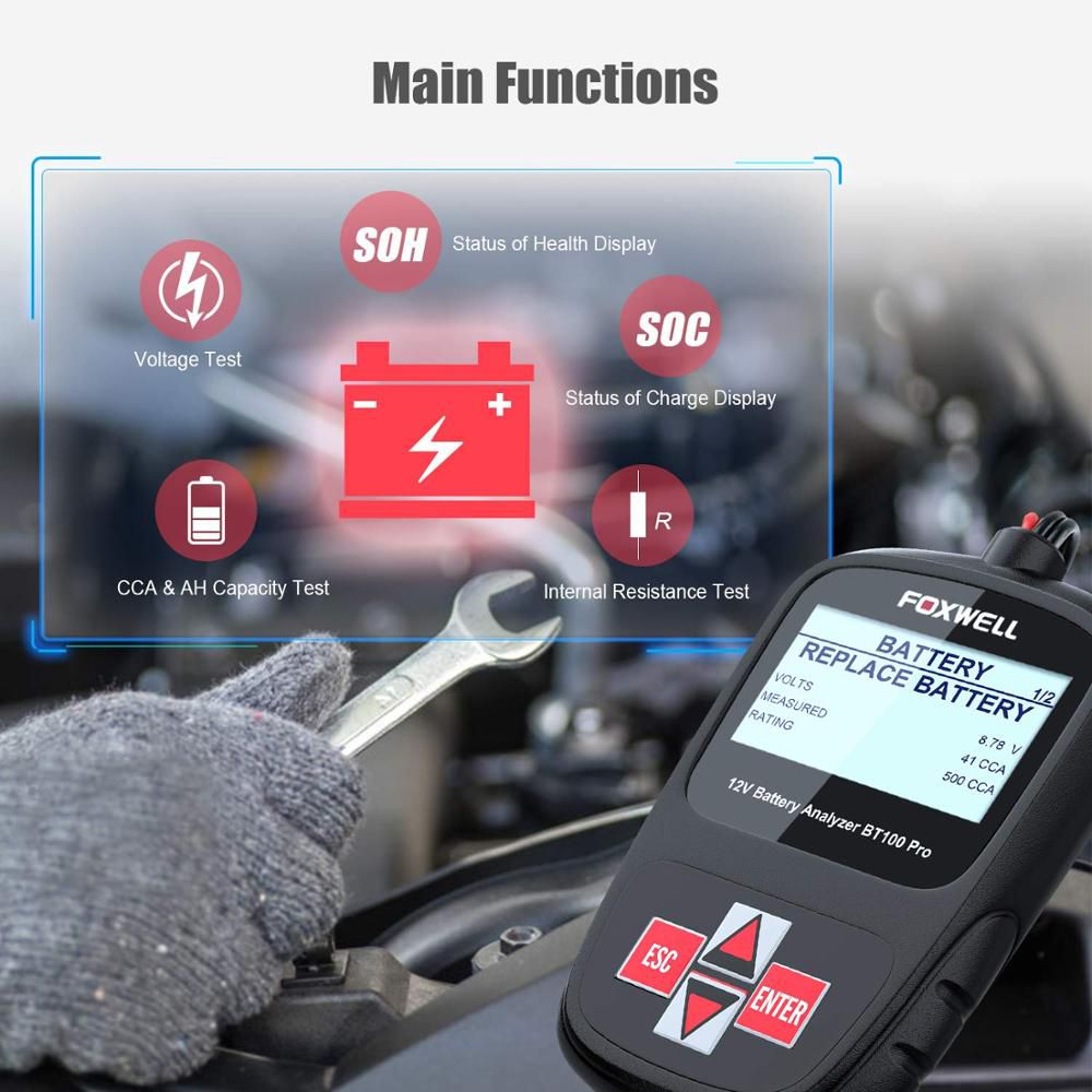 Fxwell bt100 pro 12V car cell tester is Submerged AGM gel 100 - 1100cca - 200 ah Test Battery health / Fault analyser