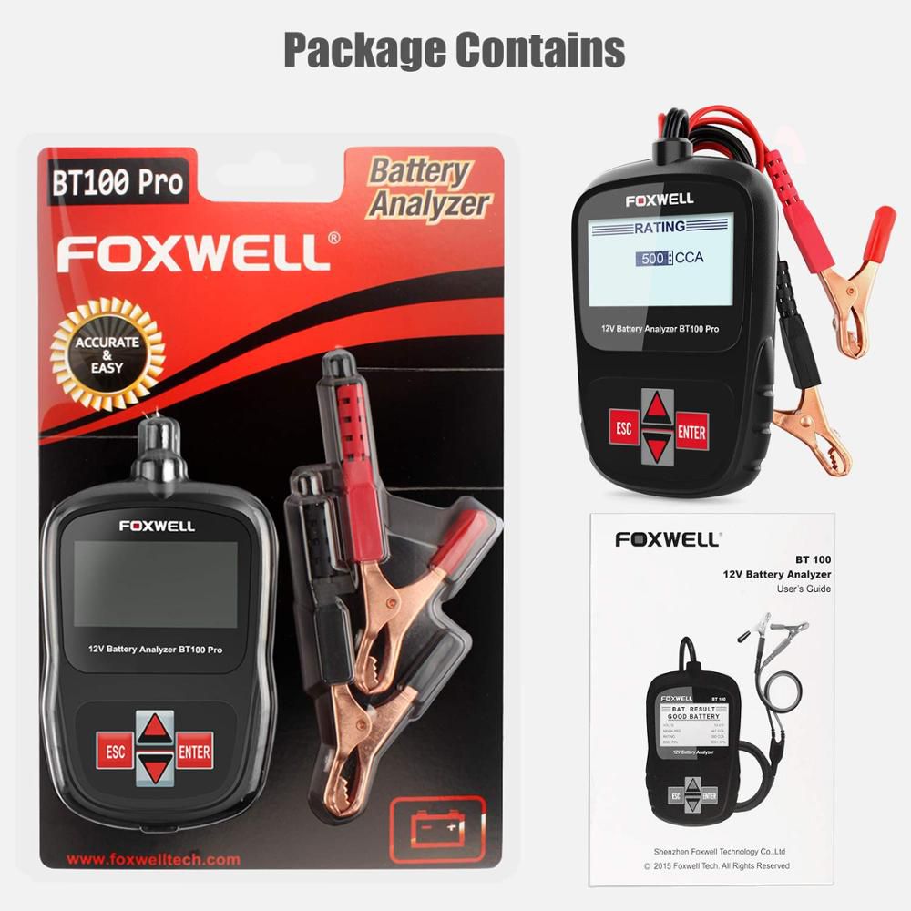 Fxwell bt100 pro 12V car cell tester is Submerged AGM gel 100 - 1100cca - 200 ah Test Battery health / Fault analyser