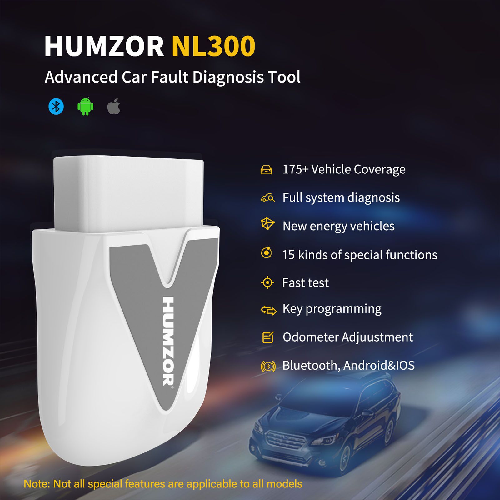 2023 Newest Humzor NEXZSCAN NL300 Full Version with OBD Diagnoses ECU Coding OBD2 Code Reader and Multi-Reset Functions Free Software Update