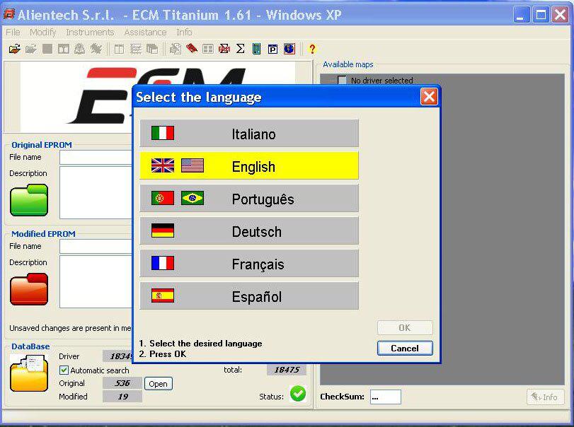 18475 version Driver Language ECM titane V1.61