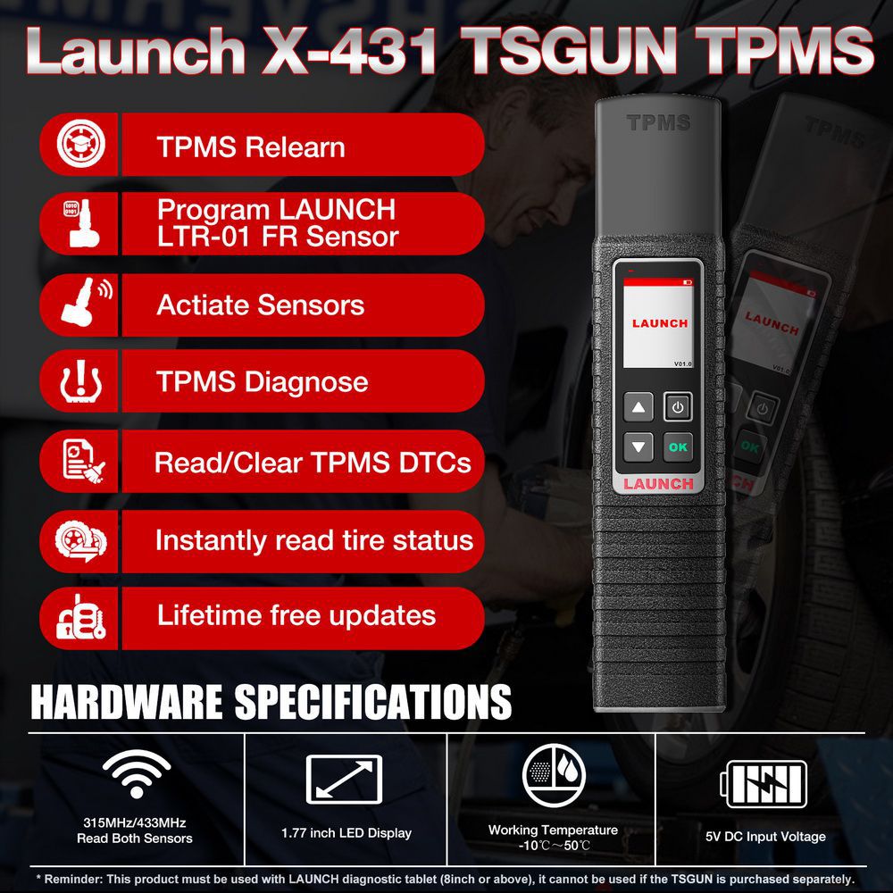 Démarrer x431 tsgun TPMS Automotive Tire Pressure Tester Handheld Test Tool Sensor activation read Learning Programming Tool