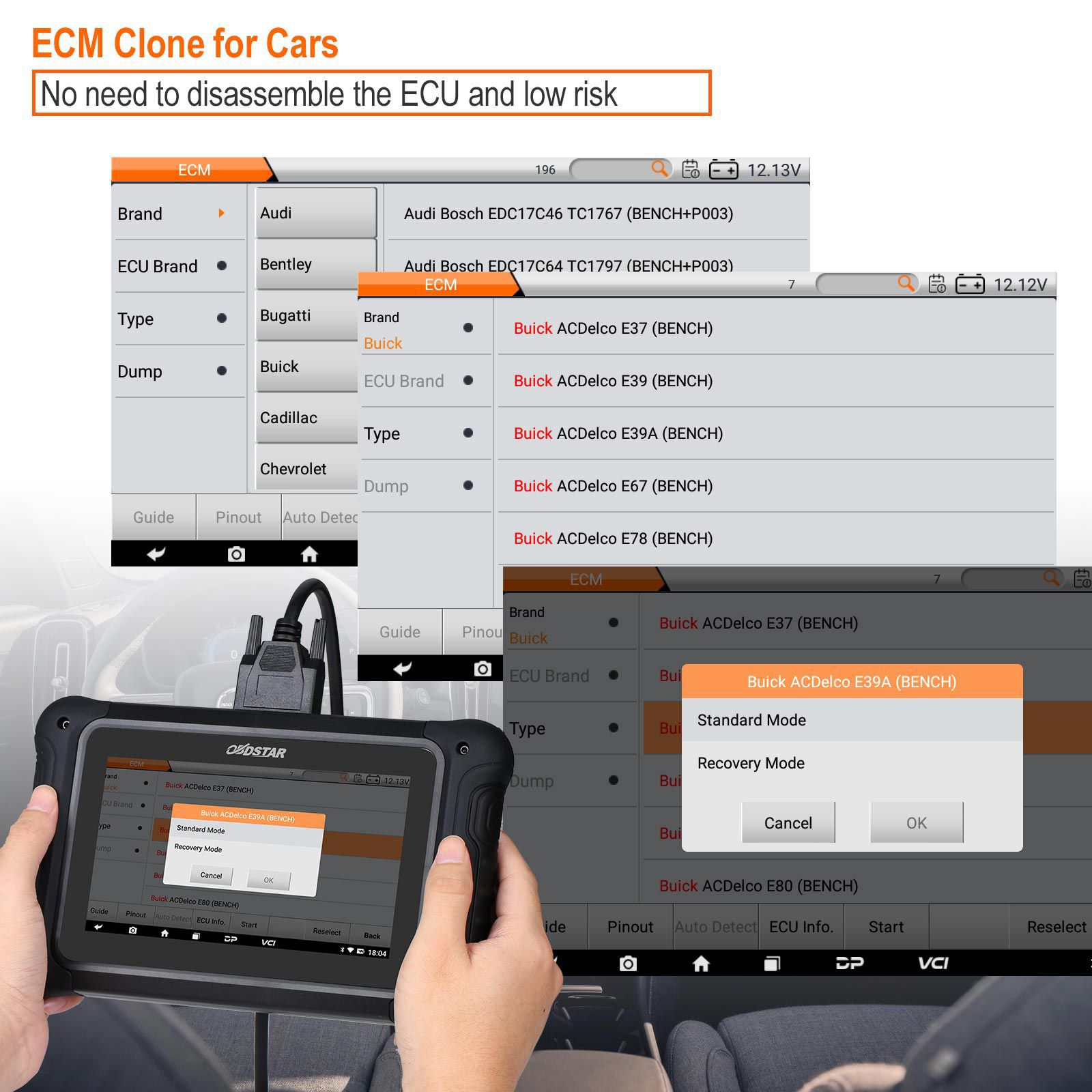 Obdstar dc706 voiture et moto ECM / TCM / body ECU outil clone ECU via obd ou mode banc