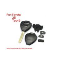 Remote Key Shell 2 button Easy Cutting Copper Nickel Alloy Big Marker and sticker for Toyota Flower couronne 5pcs / plud