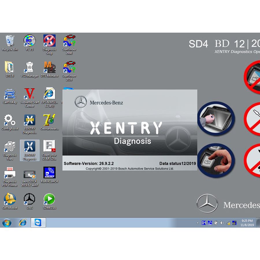 V2019.12mb Star Diagnosis SD Connect C4 Dell 500 g HDD support HHT - Win, vediamo and DTS Monaco