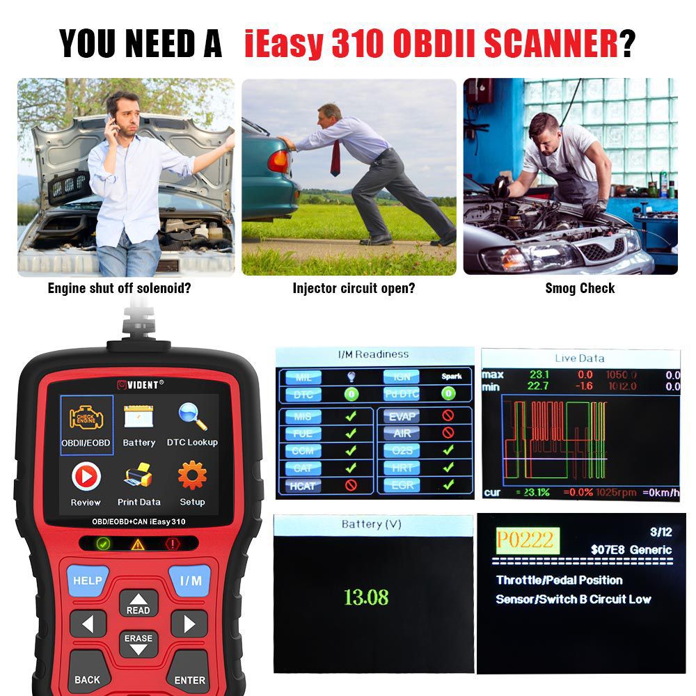 Vident iEasy310 OBD2 Scanner lecteur de Code OBDII et outil de Diagnostic de voiture OBD2 Scanner automobile