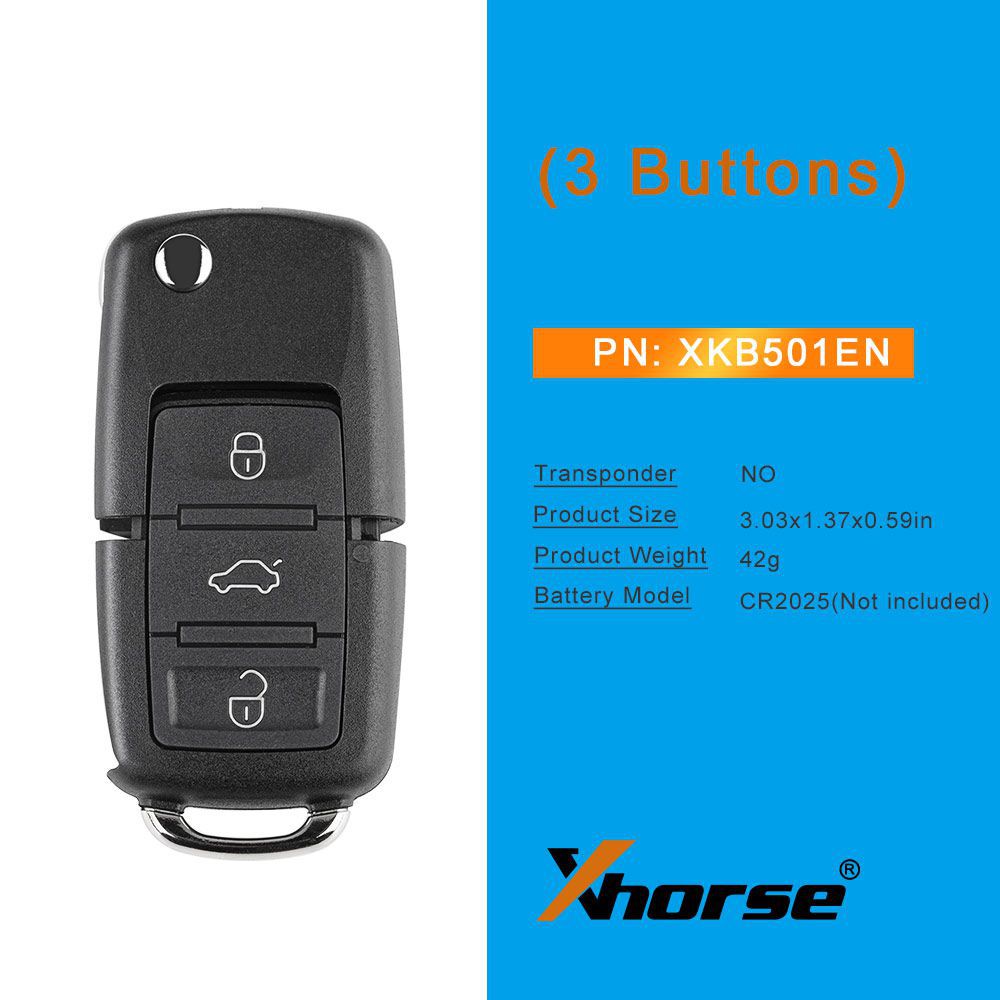 Xhorse xkb501en Cable Remote Key VW B5 Flip 3 button English version 5 PCS / Batch