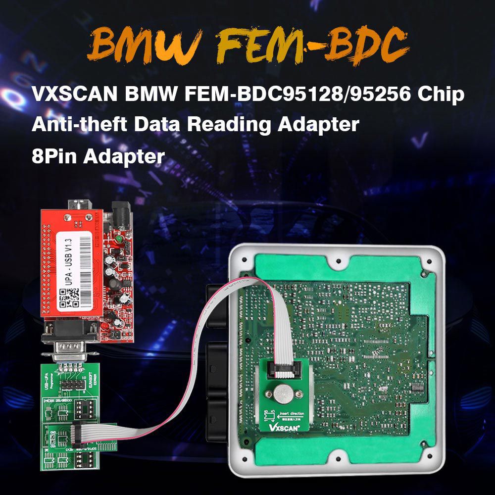Vxscan - 8pin adaptateur BMW FEM - BDC 95128 / 95256 lecteur de données antivol et programmeur vvvdi - prog / CG - pro9s12 / orange5 / iprog + / uPA - USB