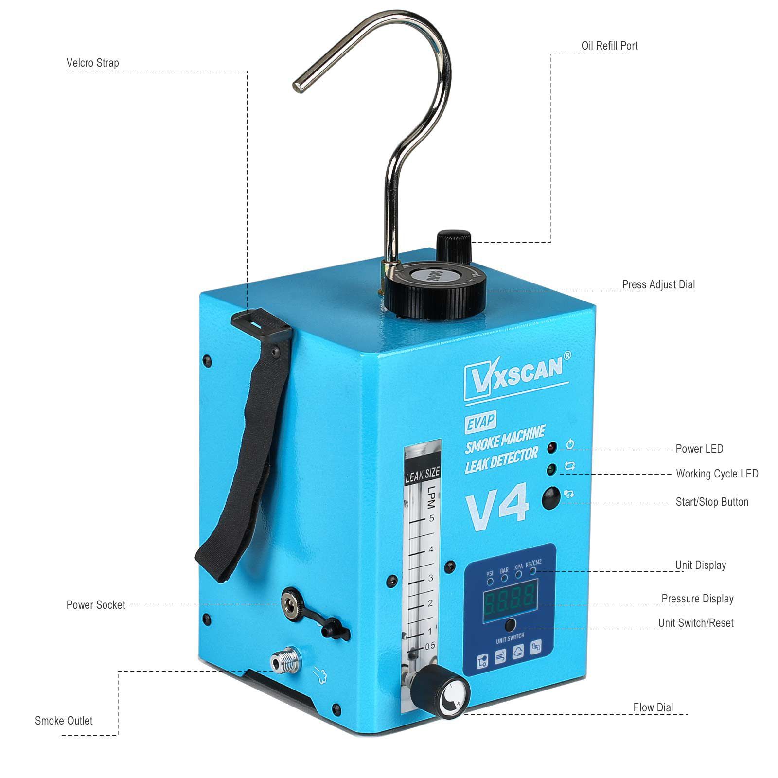Vxscan V4 détecteur de fumée automobile détecteur de fuite détecteur de fumée sous vide