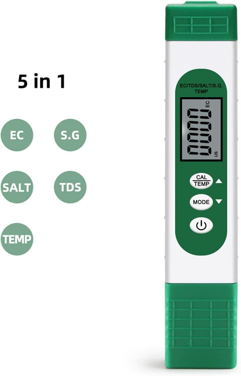 Testeur d'eau à affichage LCD testeur d'eau EC TDS thermomètre 5 - en - 1 multifonction testeur de pression d'eau de haute précision