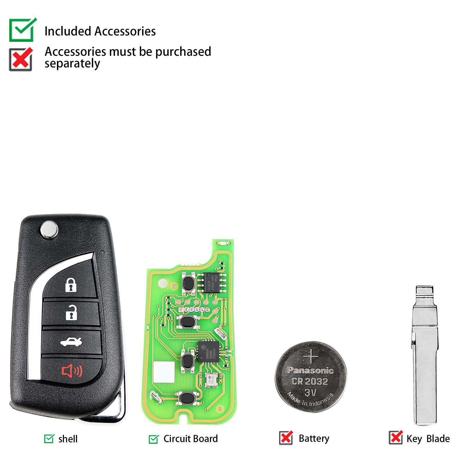 Xhorse xkto10en Wire télécommande clé Toyota Flip 4 boutons version anglaise 5pcs / lot