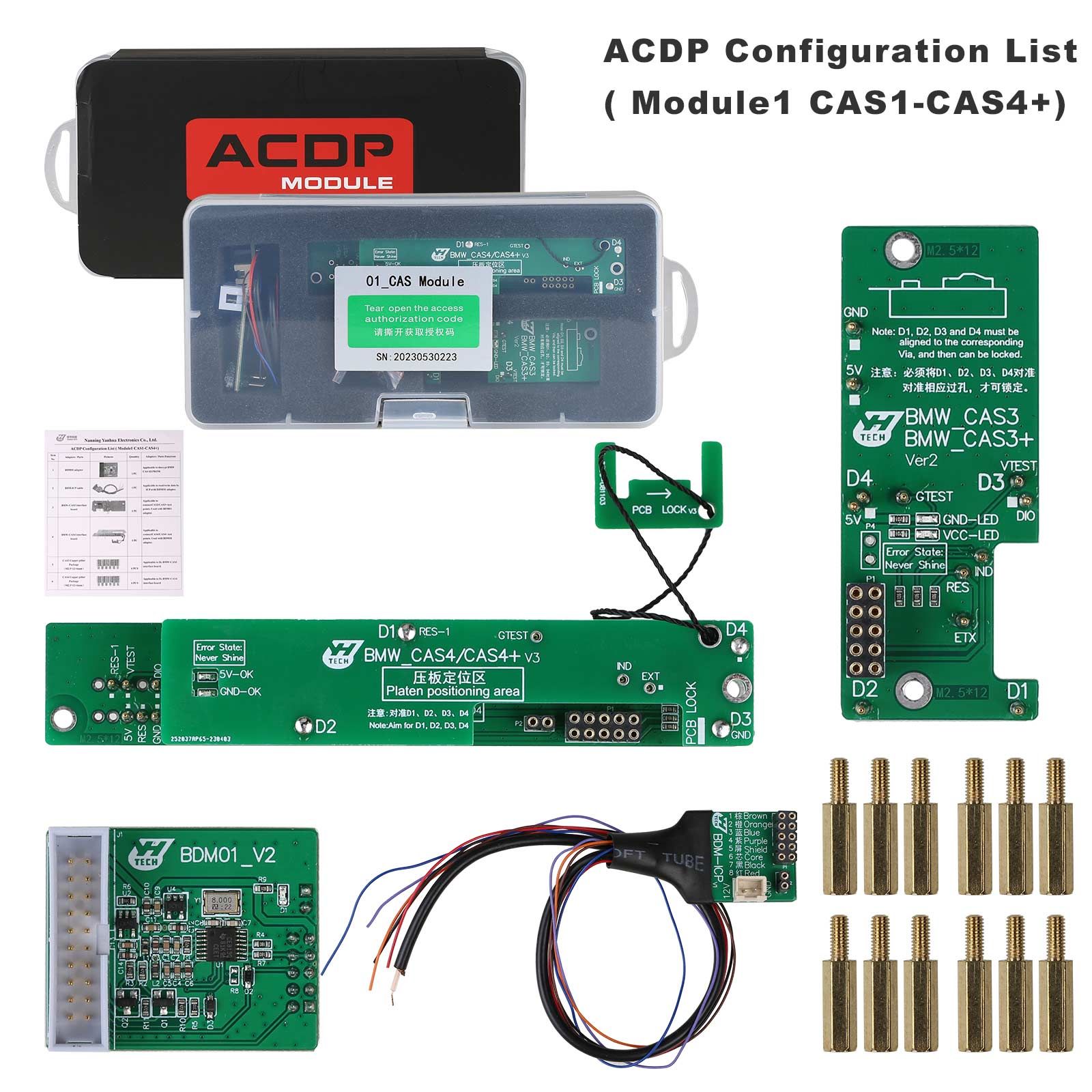 Yanhua Mini ACDP-2 BMW CAS Package avec Module1 CAS Module et Module3 ISN Module et N20/N55/B38 Banque Interface Board