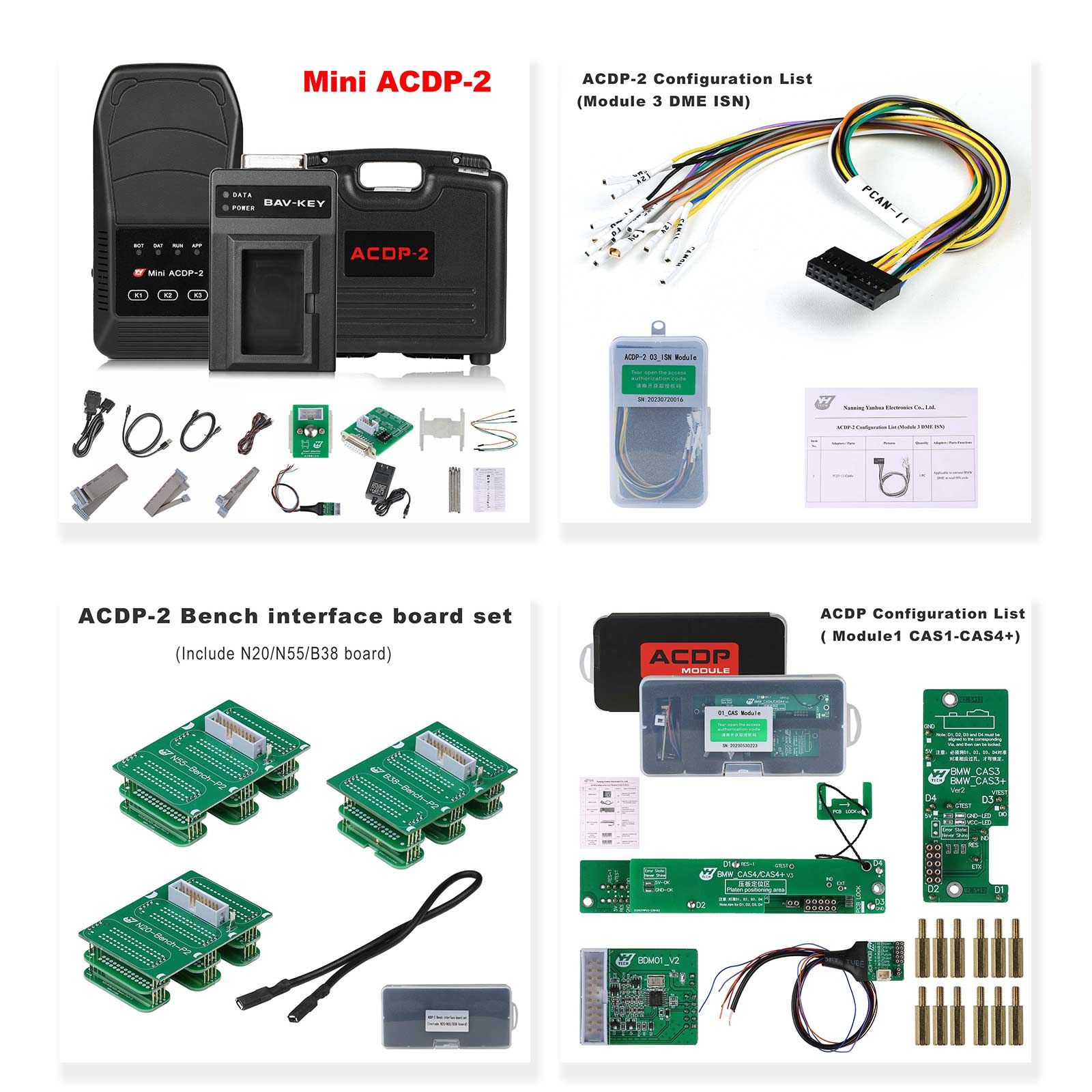 Yanhua Mini ACDP-2 BMW CAS Package avec Module1 CAS Module et Module3 ISN Module et N20/N55/B38 Banque Interface Board