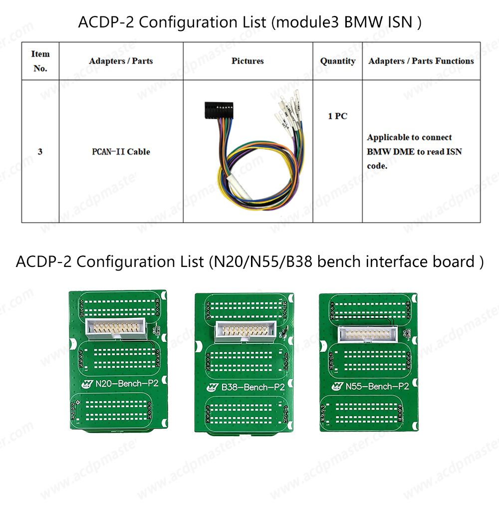 Yanhua Mini ACDP-2 BMW CAS Package avec Module1 CAS Module et Module3 ISN Module et N20/N55/B38 Banque Interface Board