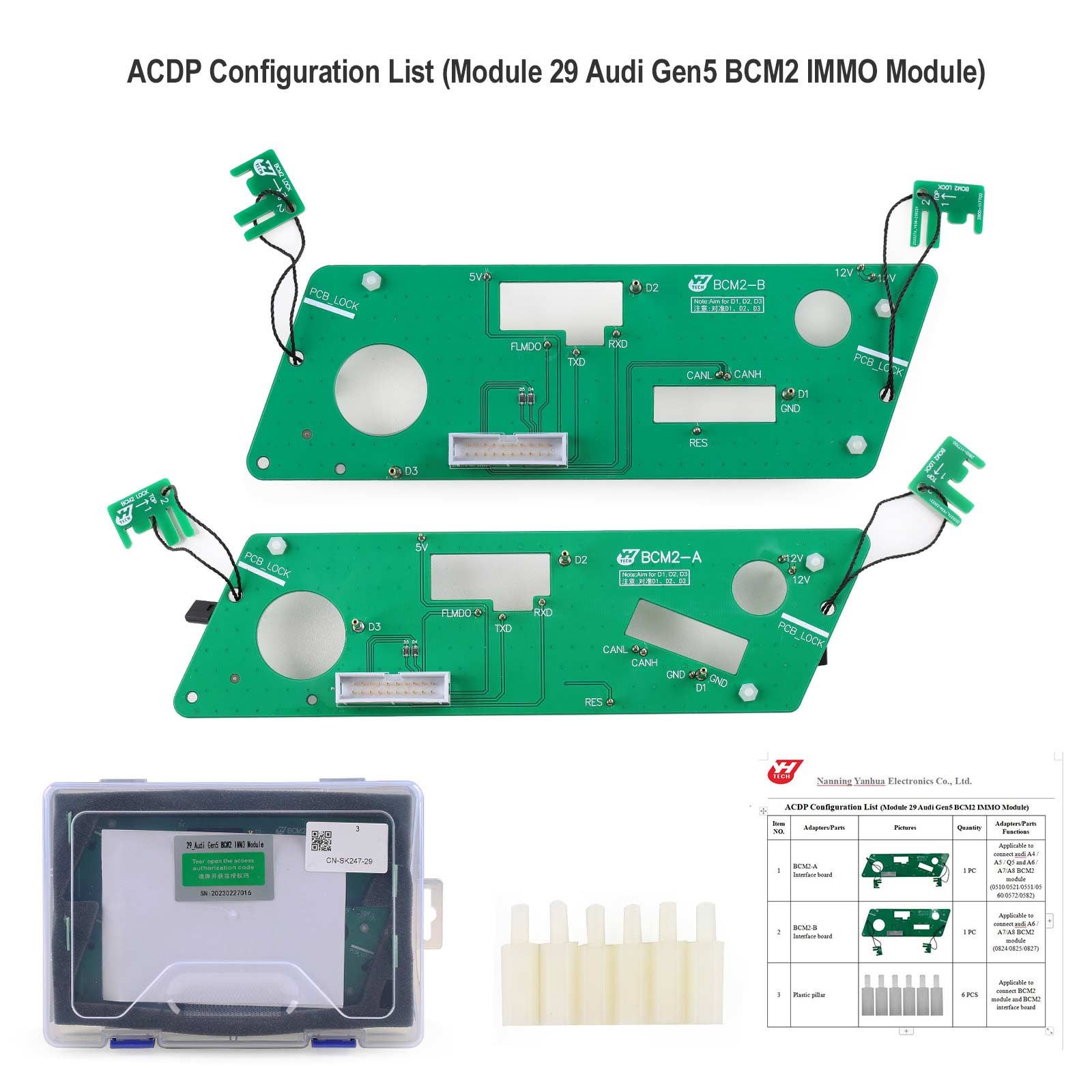 Yanhua ACDP-2 VW/Audi BCM2/MQB avec module 29/33/34 pour Audi Gen5 BCM2/VW 4th 5th/MQB48 5A/MQB RH850 5A 5C IMMO et correction du kilométrage