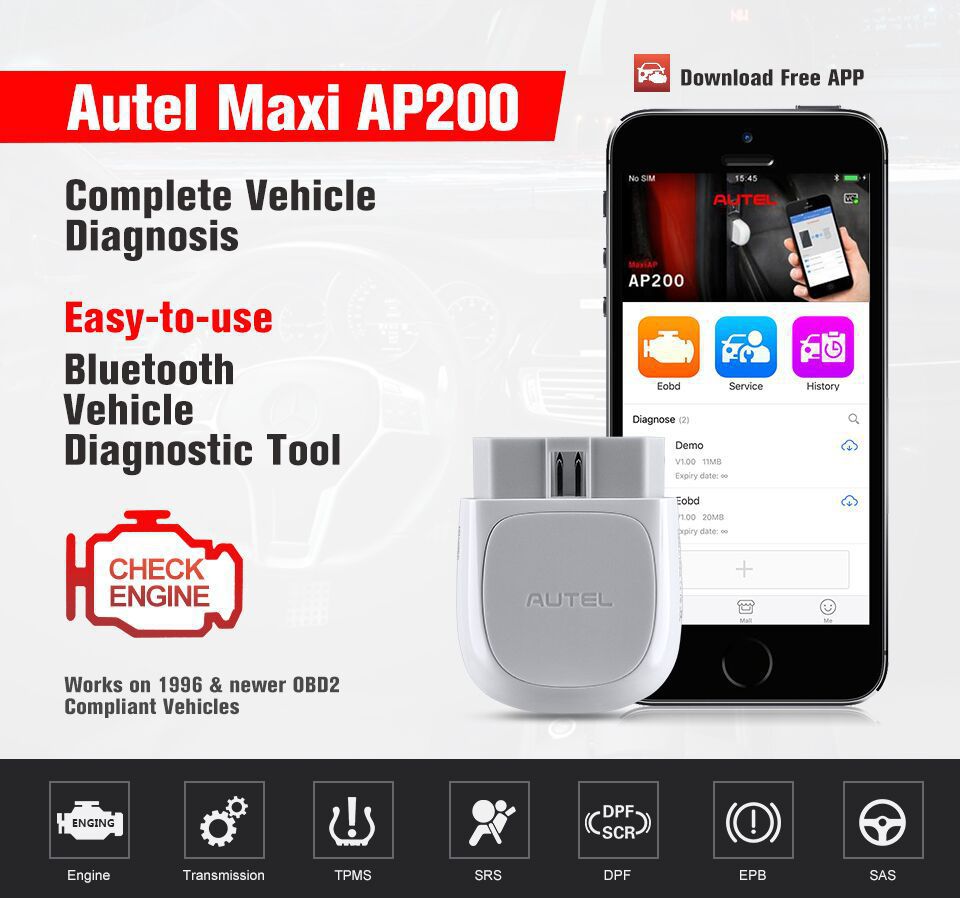 Autel maxiap AP2000 Bluetooth OBD2 Reader 