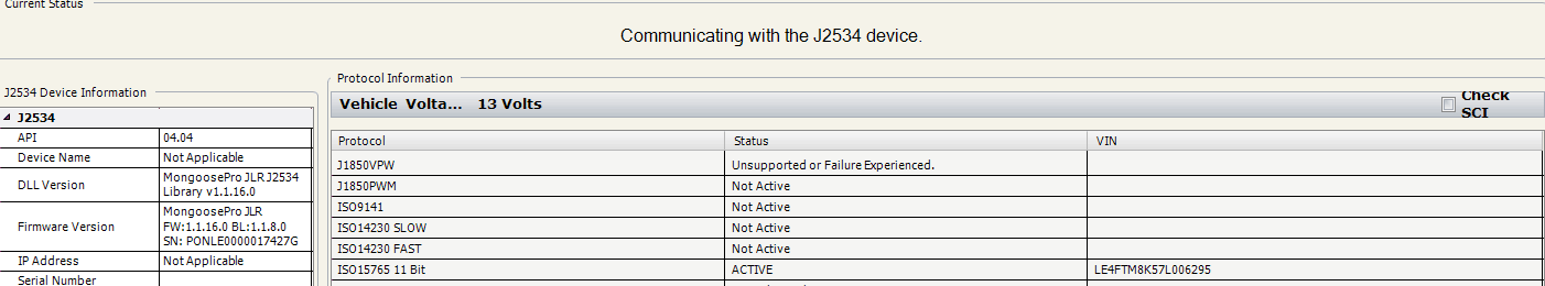 Jlr mangosod SDD communication avec j2534 pro