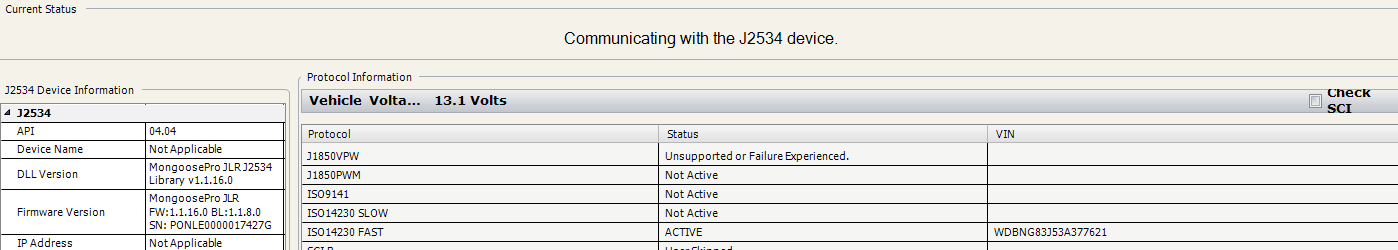 Jlr mangosod SDD communication avec j2534 pro