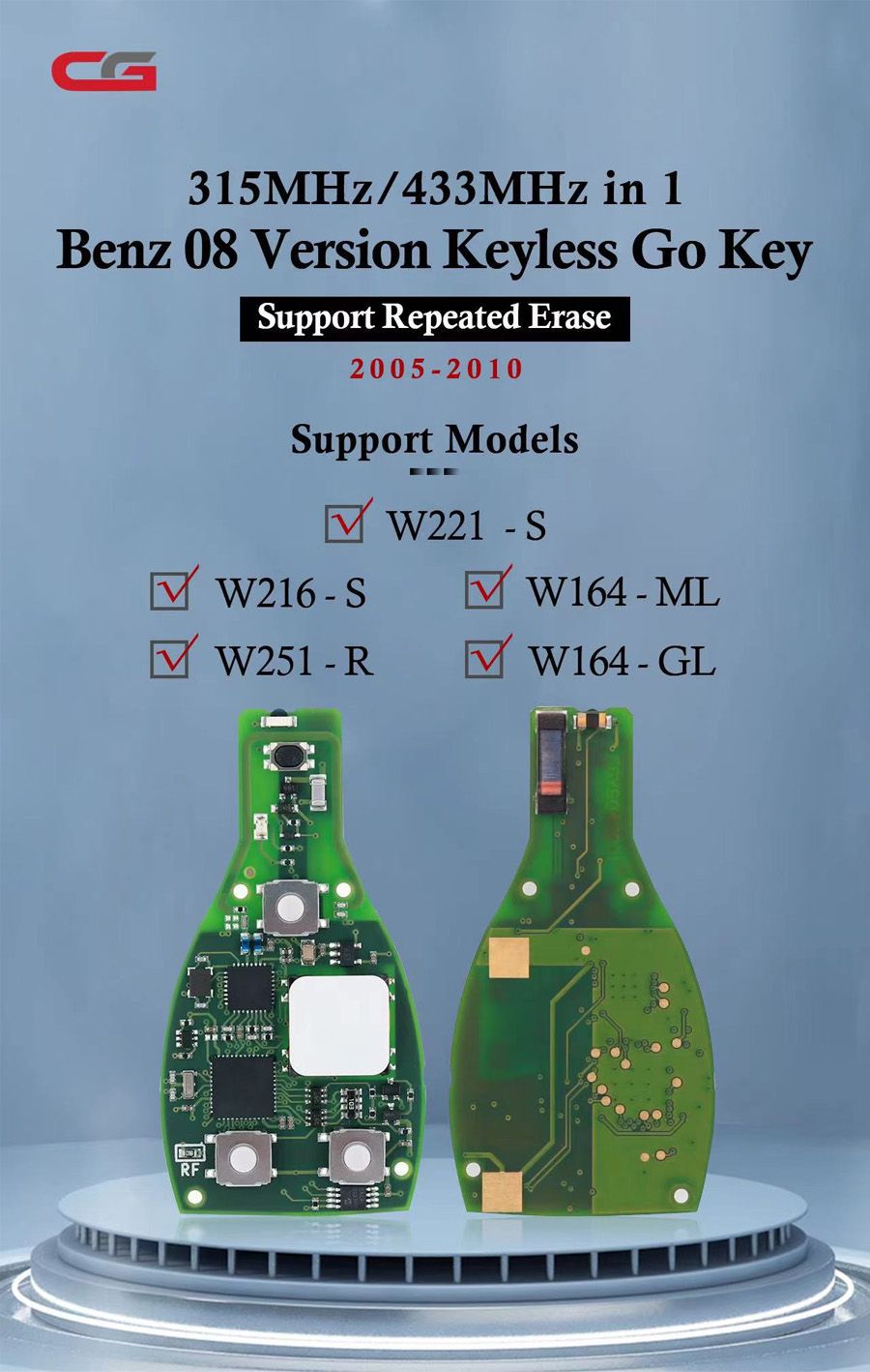 CG Benz 08 version sans clé go Key 2 en 1 315mhz / 433MHz