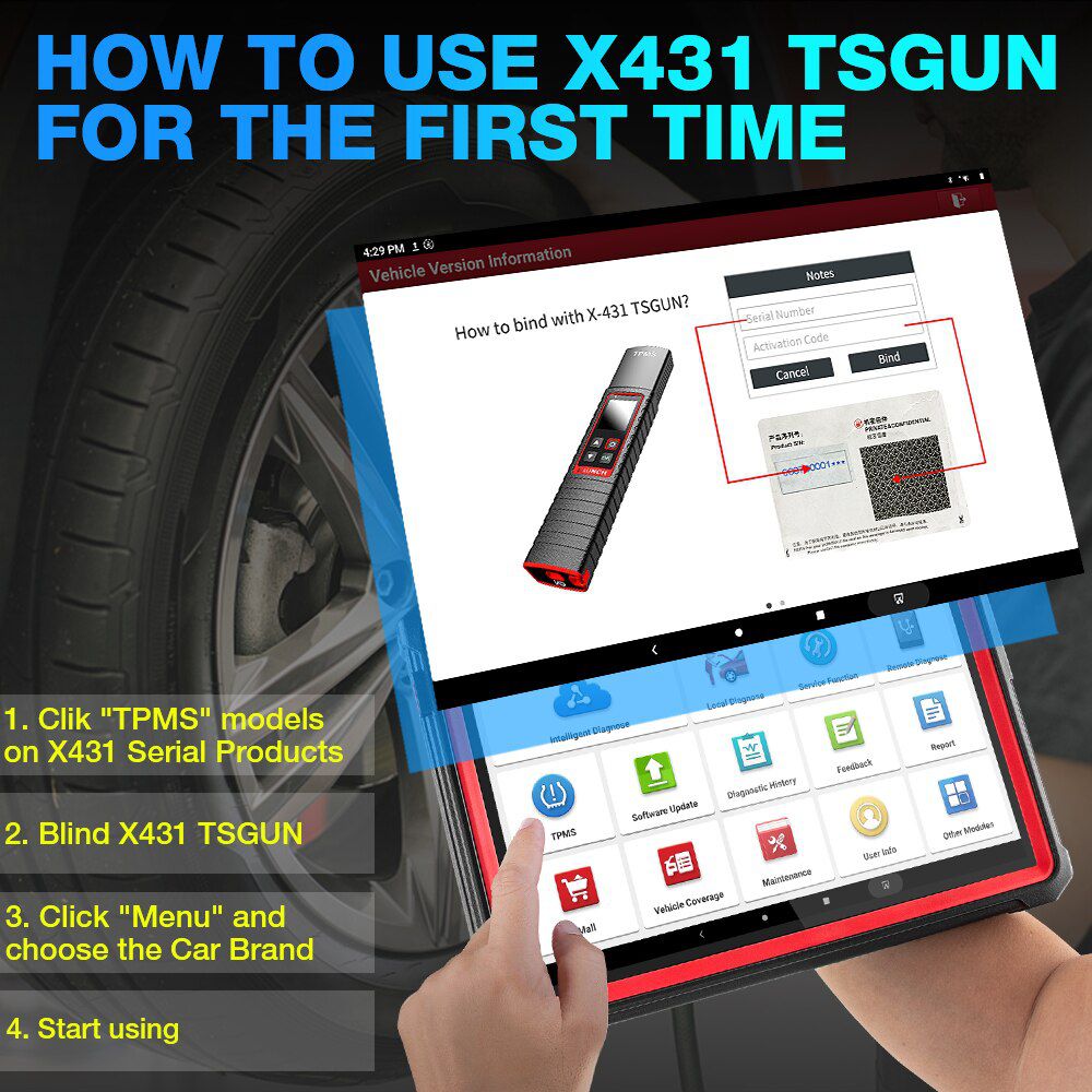 Introduction du testeur de pression des pneus x431 tsgun TPMS 