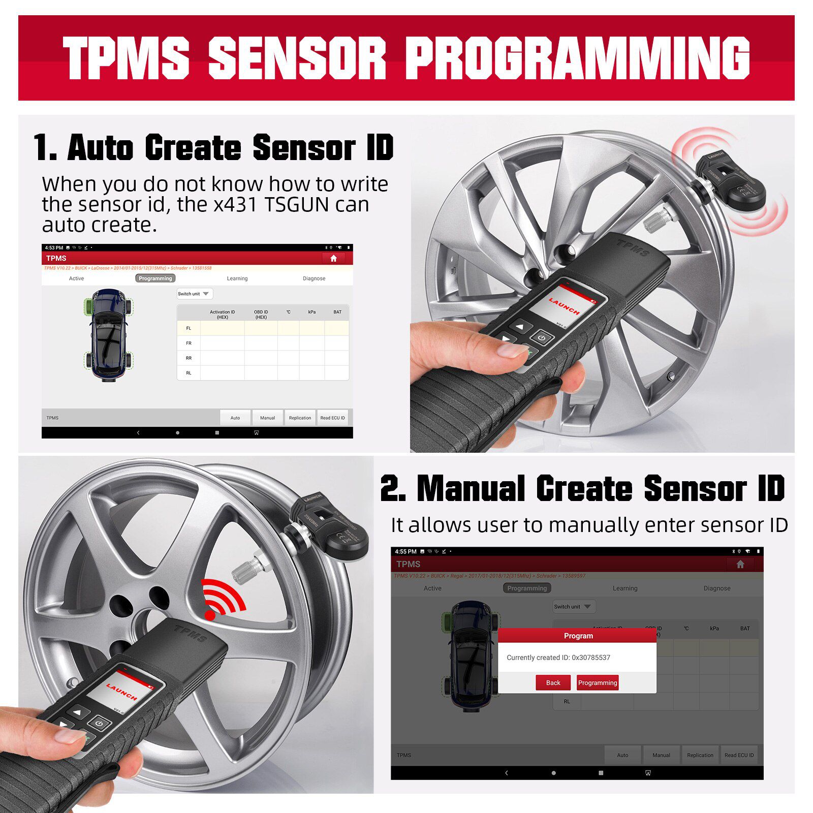 Introduction du testeur de pression des pneus x431 tsgun TPMS 