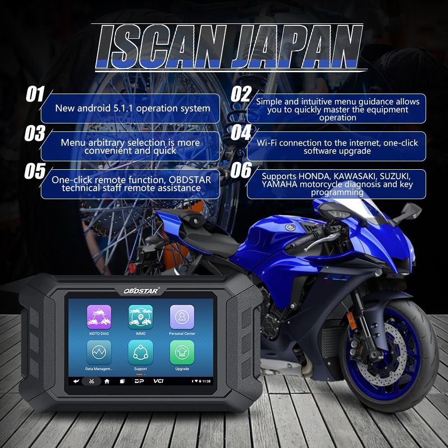 Obdstar iscan japonais moto Diagnostic Scanner et programmeur clé