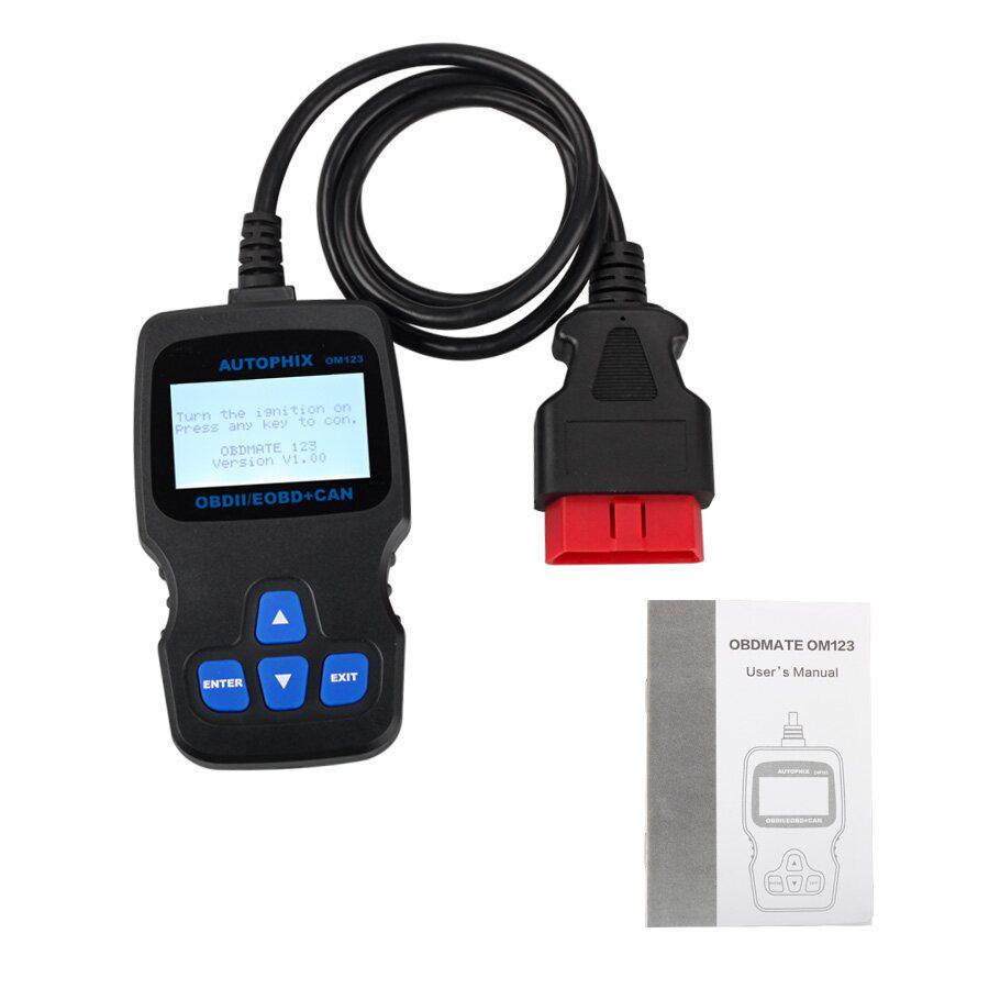 New Generation om123 OBD2 eobd portable Motor code reader multilingue (Black)