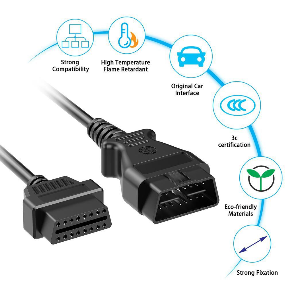 1,5 m 16 pin OBD2 câble obdidi câblage OBD2 connecteur de câble OBD2 connecteur de diagnostic automobile