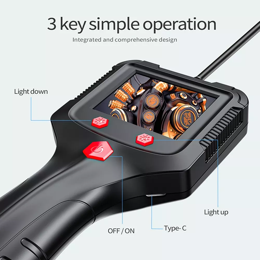 Caméra endoscopique industrielle portative de 5,5 mm avec écran IPS de 2,4 pouces IP67 HD Borescope d'inspection 6 moteur de véhicule LED réglable