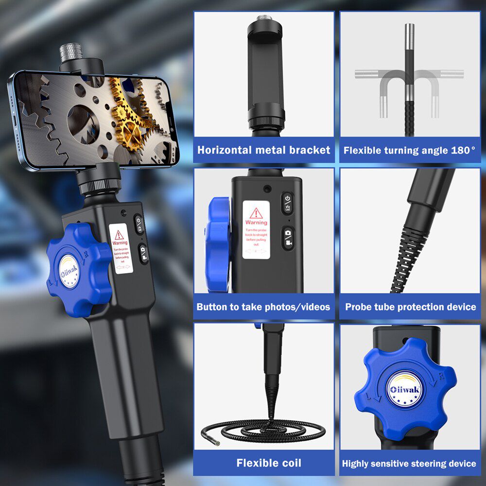 Caméra endoscopique de voiture de 8,5 mm 180 degrés de direction caméra endoscopique industrielle pour LED de voiture 8 pour iPhone Android PC