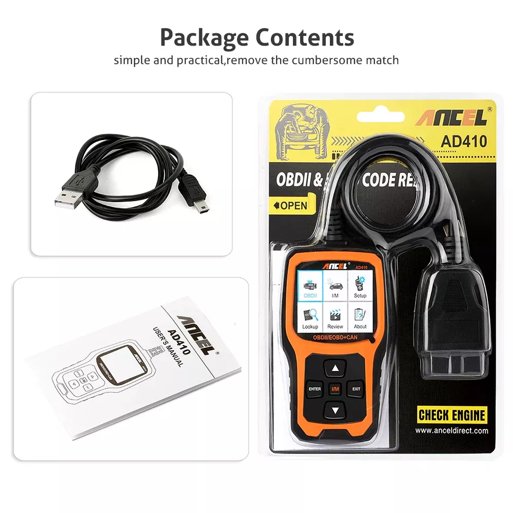 Ancel AD410 OBD2 scanner automobile outil de diagnostic ODB2 lecteur de code effacer les codes d'erreur Multi langues moteur OBD 2 scanner