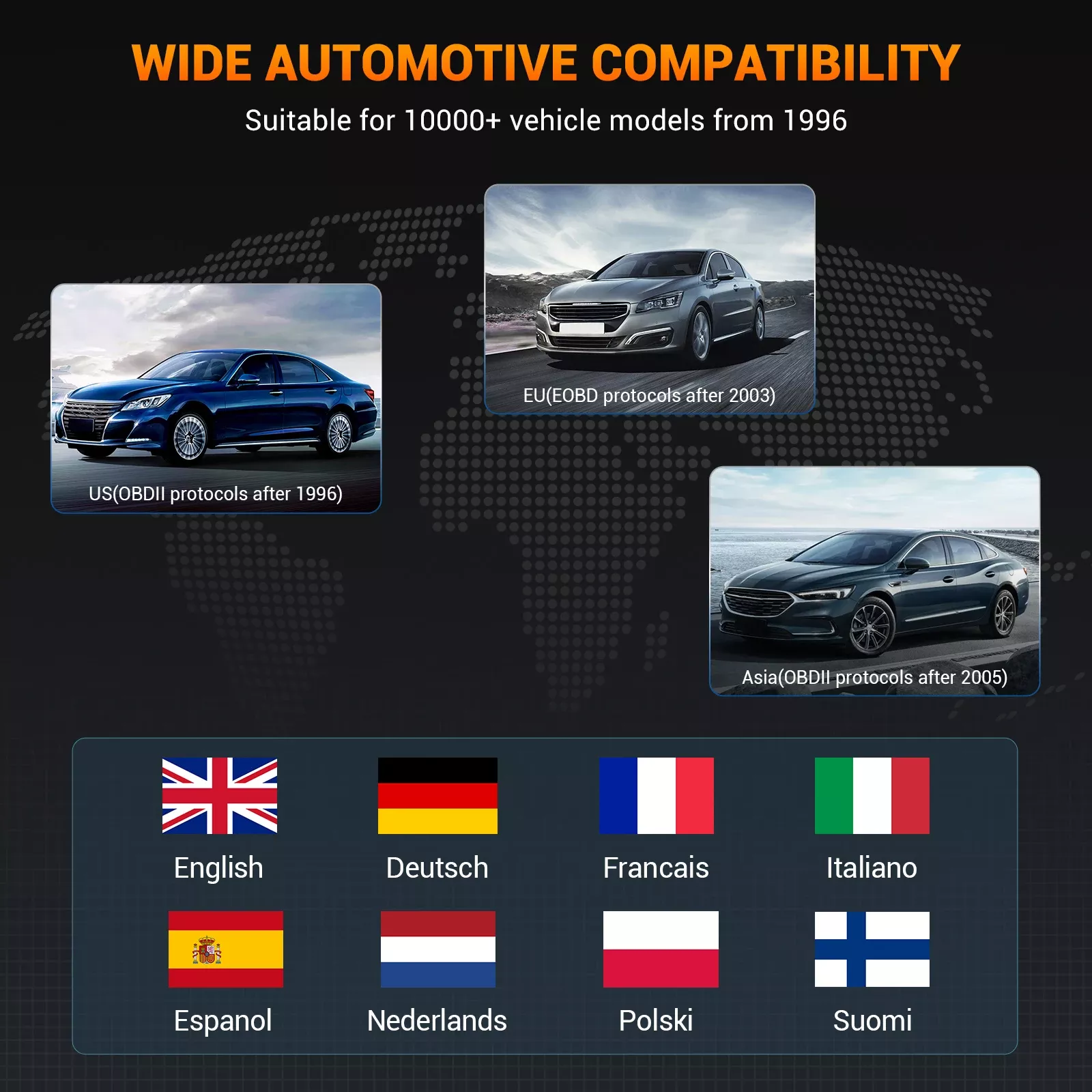 Lecteur de code de véhicule de scanner d'ANCEL AS100 OBD2 Vérifiez le lecteur de défaut de lumière du moteur EOBD/OBDII/CAN complet outil de balayage diagnostic pour BMW