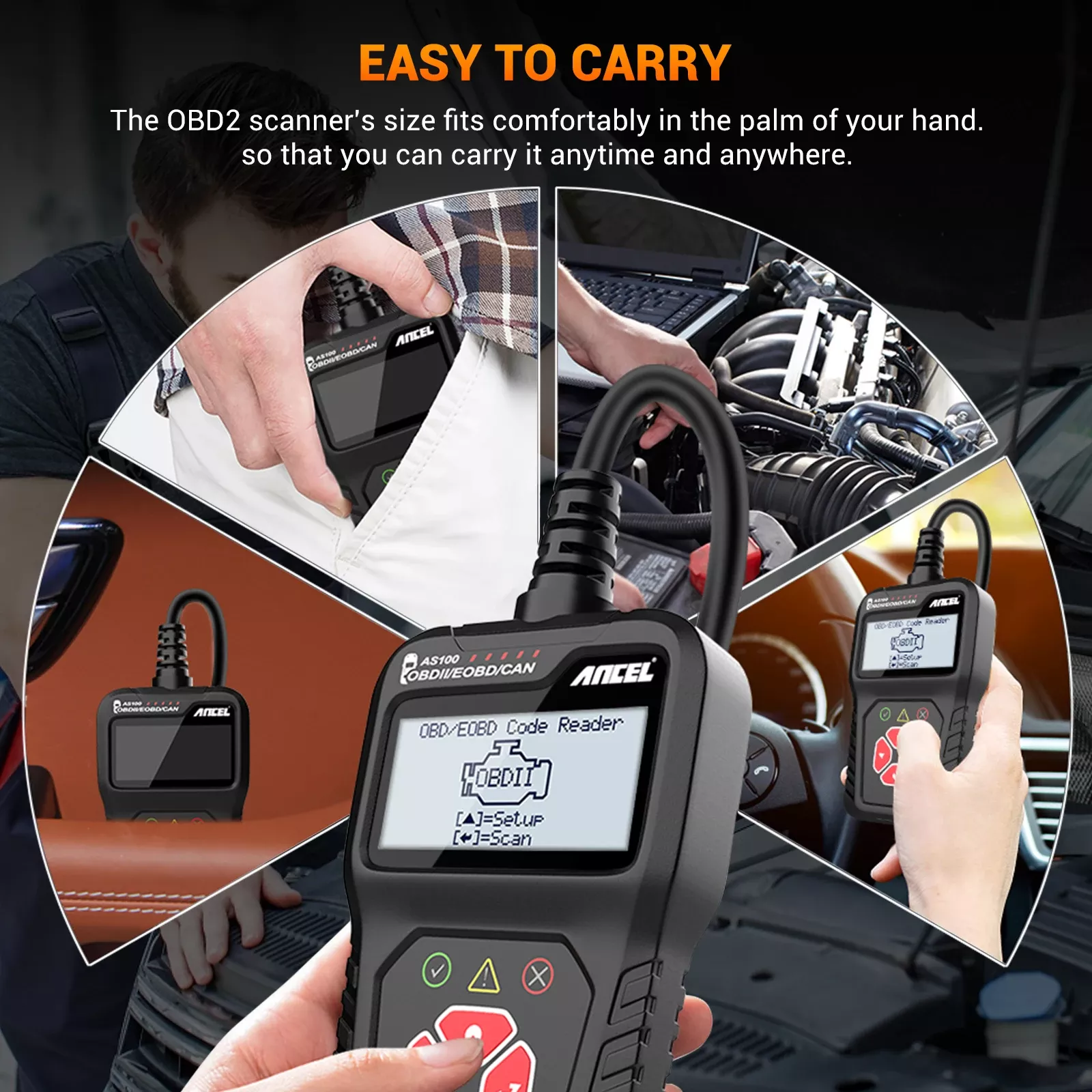 Lecteur de code de véhicule de scanner d'ANCEL AS100 OBD2 Vérifiez le lecteur de défaut de lumière du moteur EOBD/OBDII/CAN complet outil de balayage diagnostic pour BMW