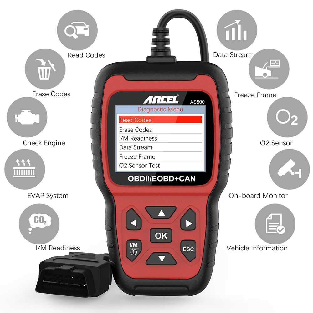 Ancel AS500 OBD2 Automotive scanner Professional code reader autodiagnostic Tool check Engine Multilingual Multi - Brand diagnostics
