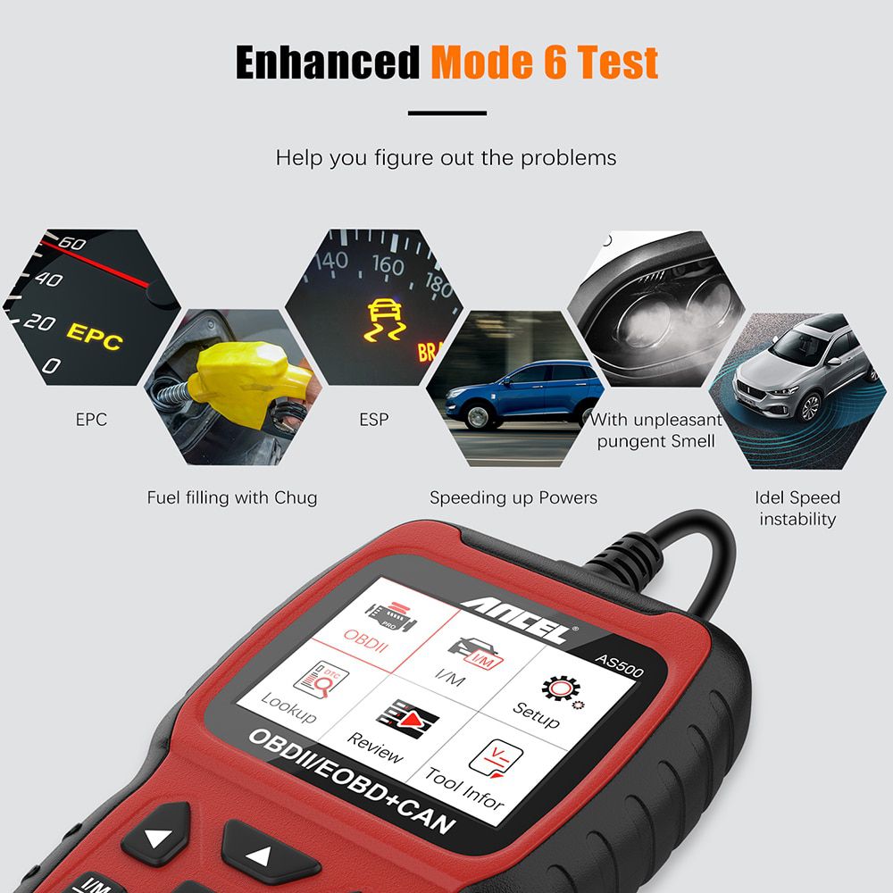 Ancel AS500 OBD2 Automotive scanner Professional code reader autodiagnostic Tool check Engine Multilingual Multi - Brand diagnostics