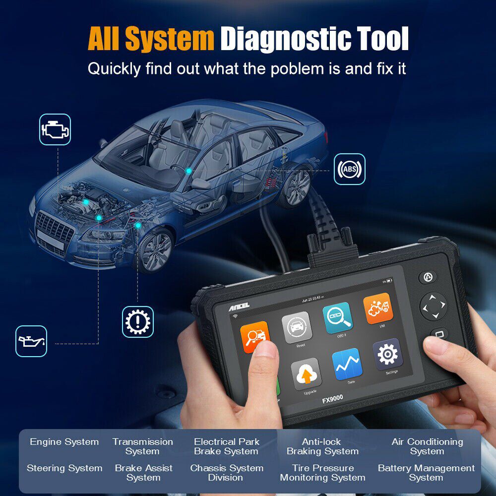 Ancel fx9000 OBD2 Automotive scanner Professional obd 2 Automotive Tools All systems SRS TPMS TPS DPF immo Reset odb2 diagnostic tools