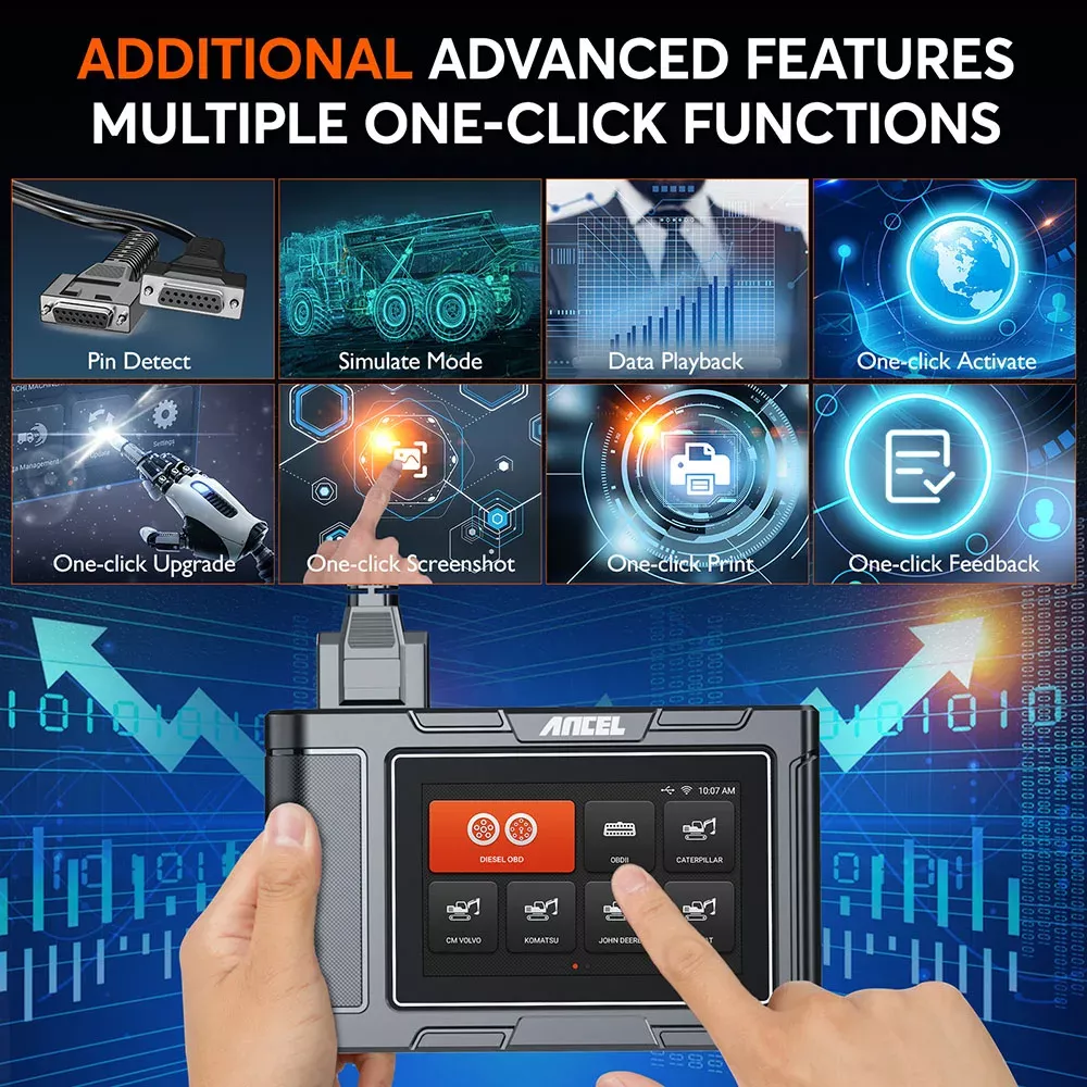 ANCEL HD3600 outil de balayage de machines de construction D-P-F outils de balayage de camion lourd système complet pour Caterpillar/Komatsu/Volvo