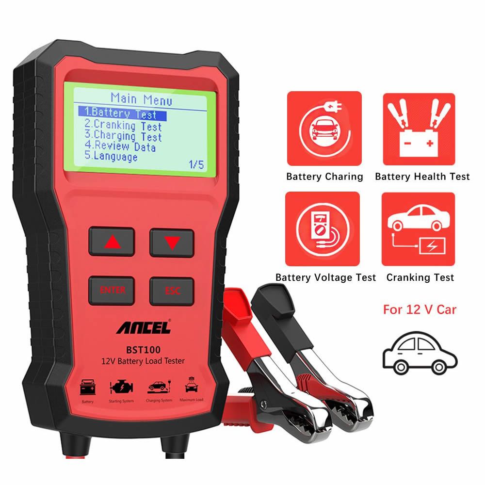 Ancel bst100 Automotive Battery Charger tester Analyzer 12V 2000cca Voltage battery test Car Charger Circuit Load tester Tool PK kw600