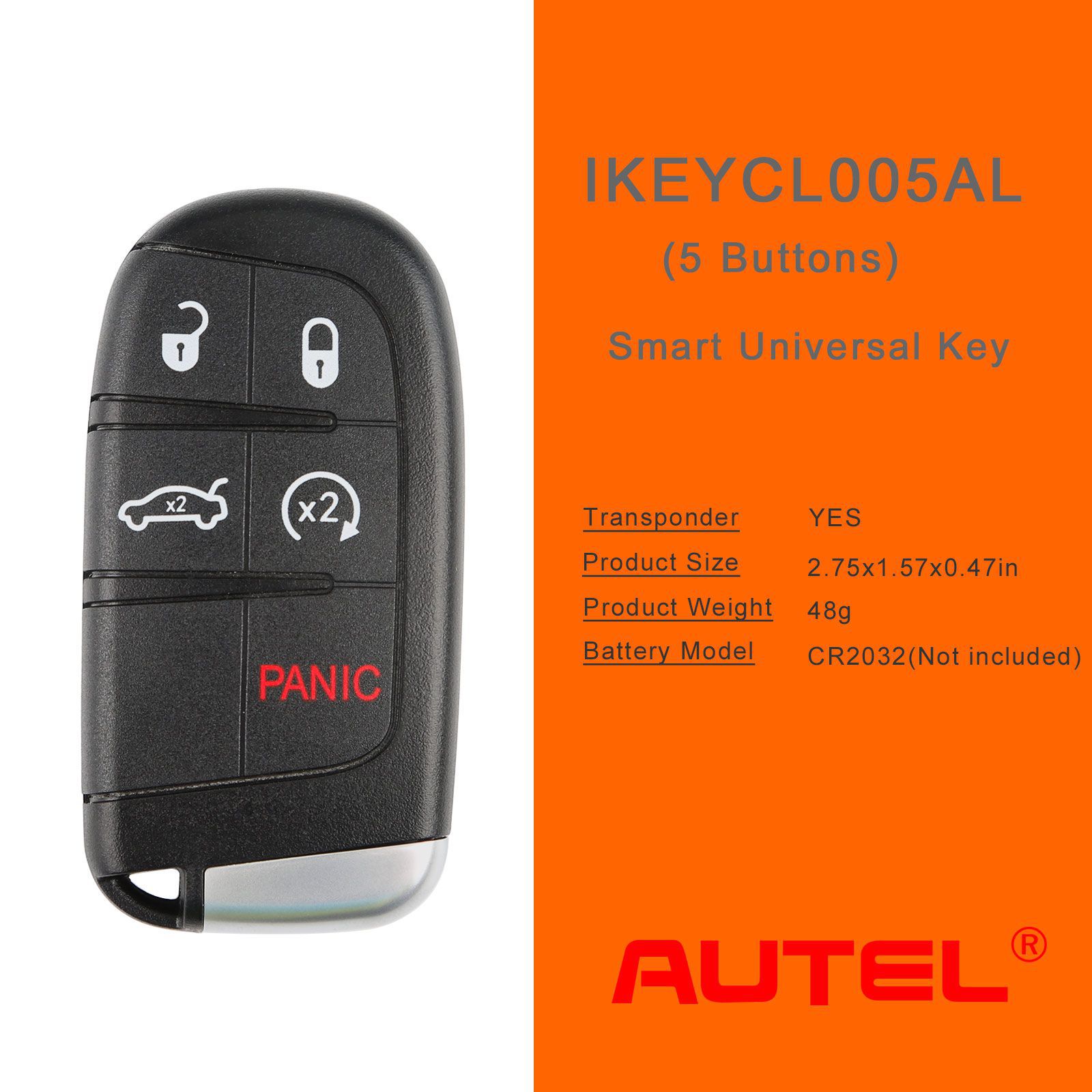 Autel ikeycl005al Chrysler 5 boutons clés intelligentes universelles 5pcs / lot
