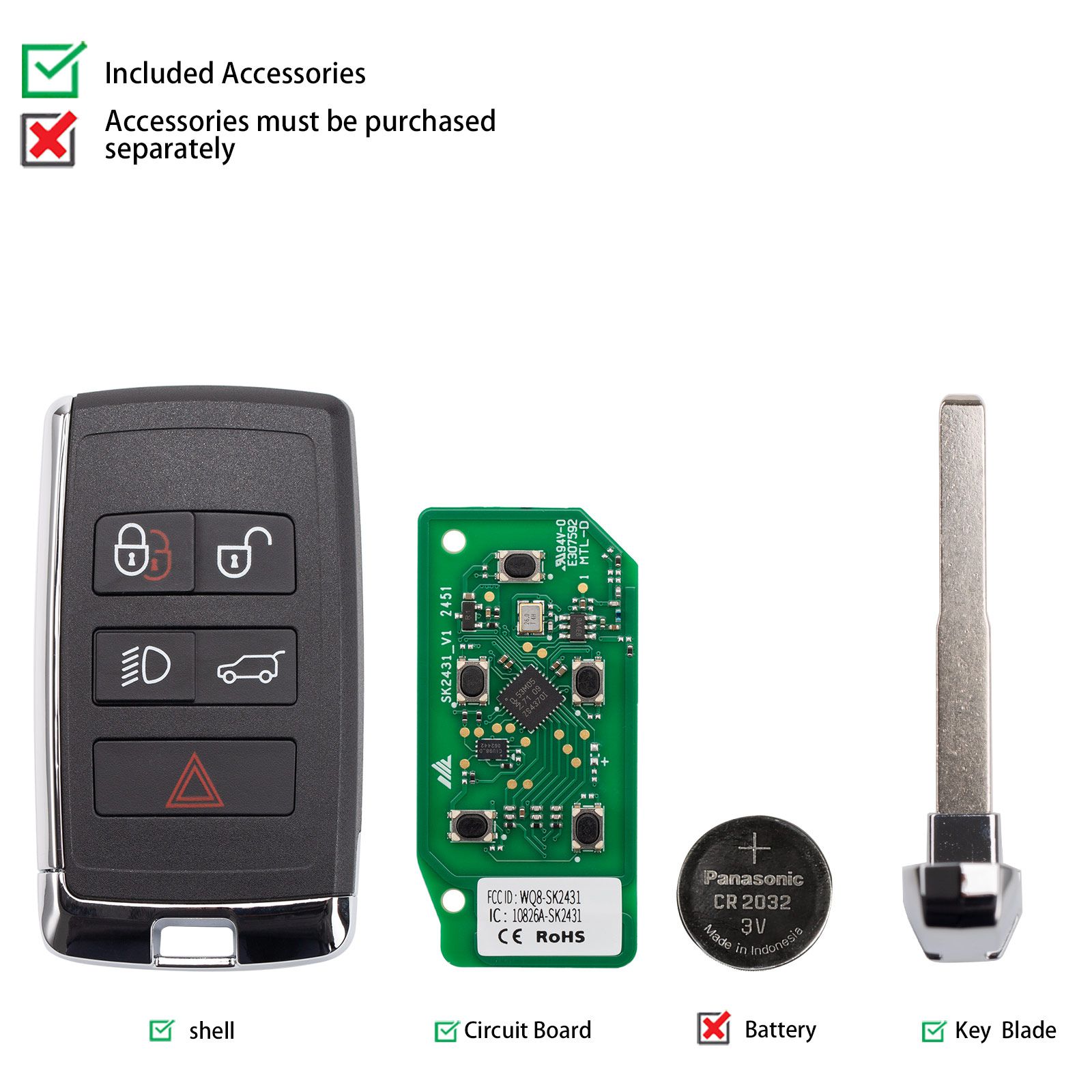 Autel IKEYLR005AL Land Rover Style Smart Key 315/433 MHz 5 boutons 5pcs / lot