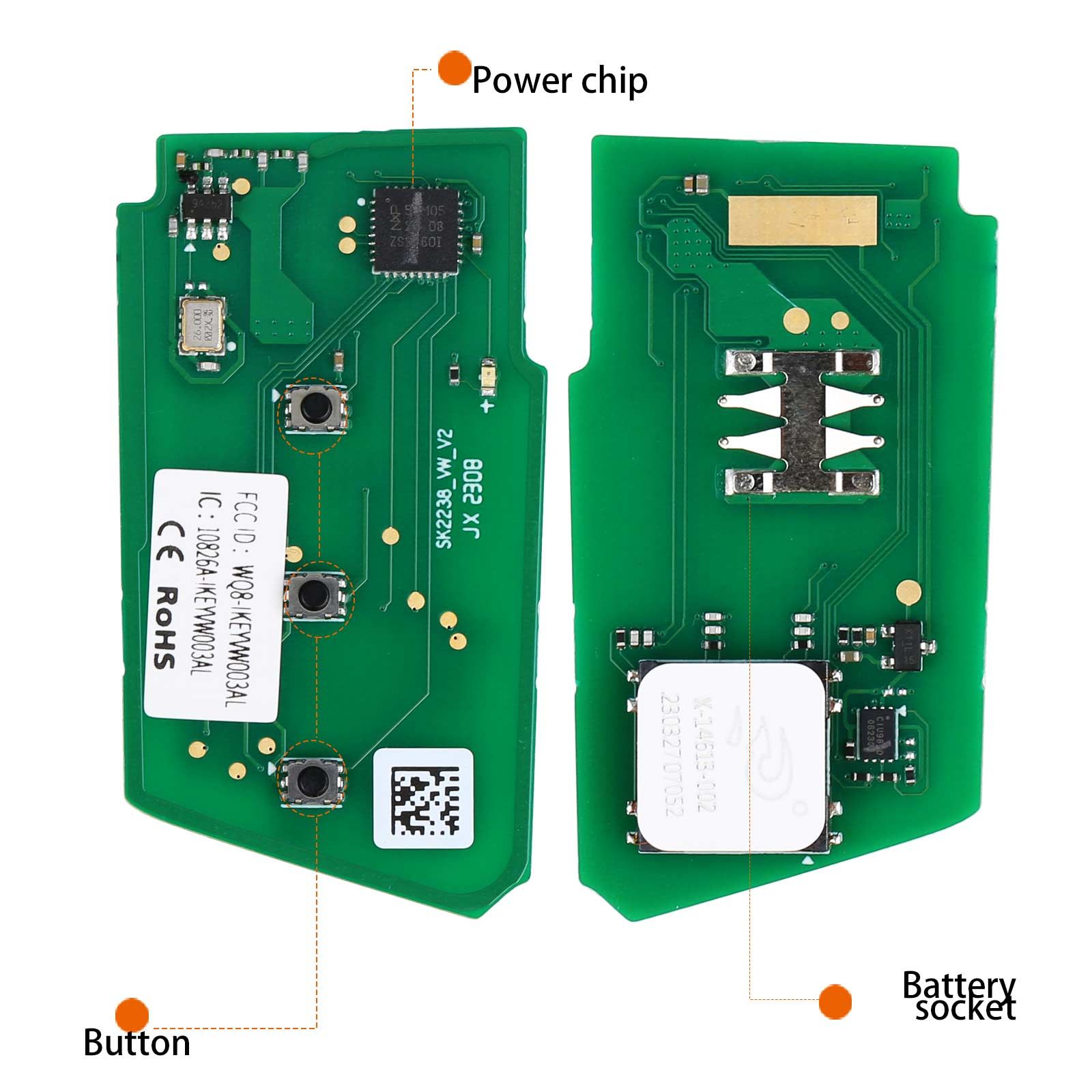 AUTEL IKEYVW003AL 3 boutons clé intelligente universelle 315/433 MHz 5pcs / lot