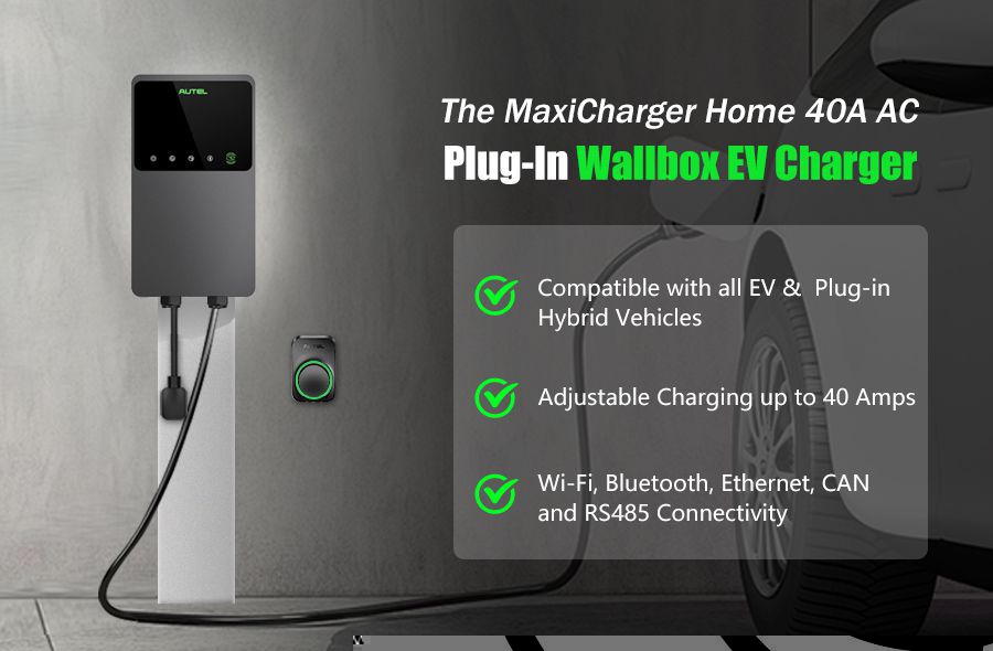  2023 Newest Autel MaxiCharger AC Wallbox Home 40A - NEMA 14-50 - EV Charger with Separate Holster