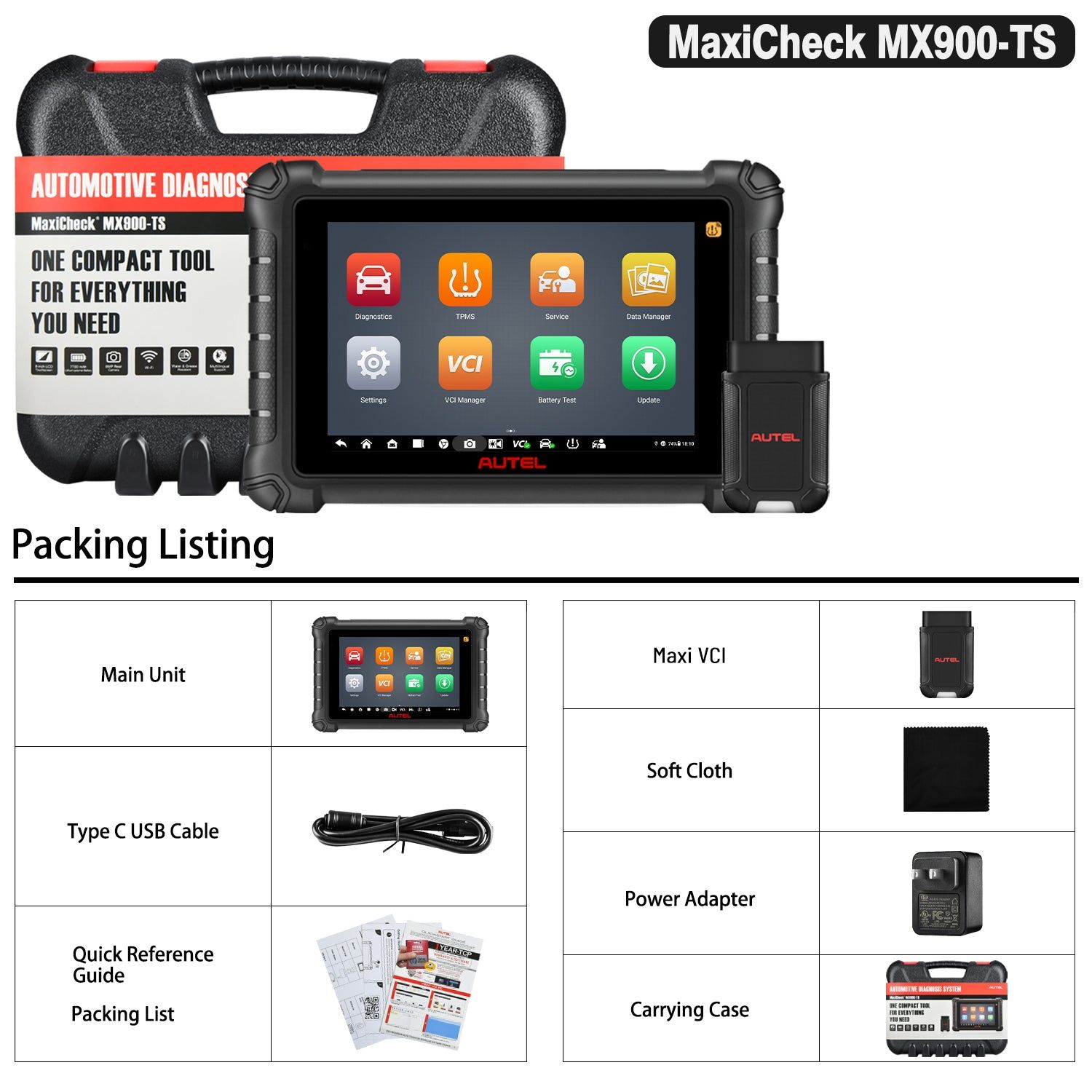 Autel MaxiCheck MX900TS MX900-TS TPMS scanner de diagnostic bi-directionnel 40+ services mis à jour de MX808TS/MX808STS/MK808TS