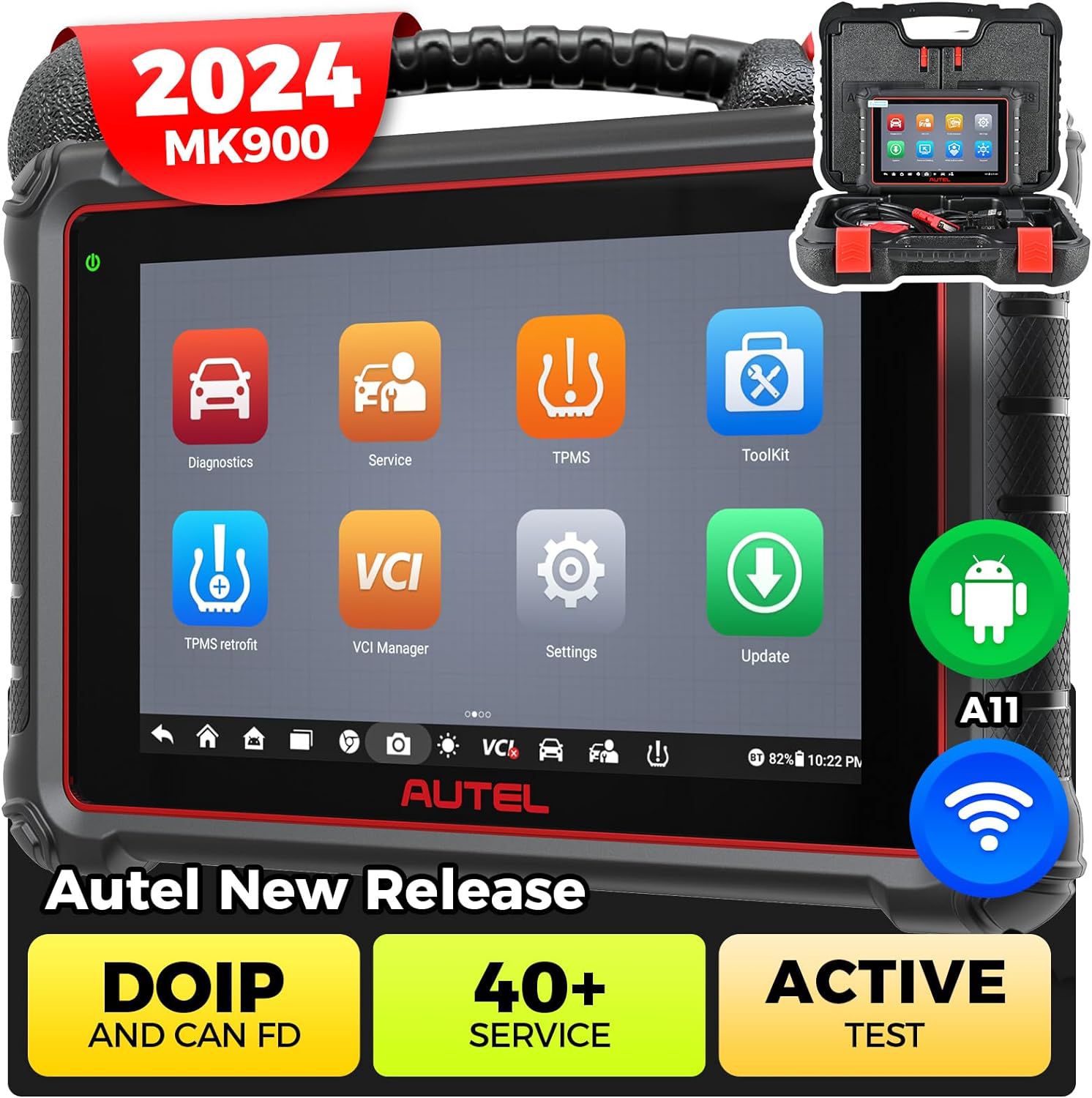 2025 Autel MaxiCOM MK900 Scanner CAN-FD & DoIP FCA & Renault SGW Access 40+ Service Nouvelle version de MK808BT PRO, MK808S, MK808Z