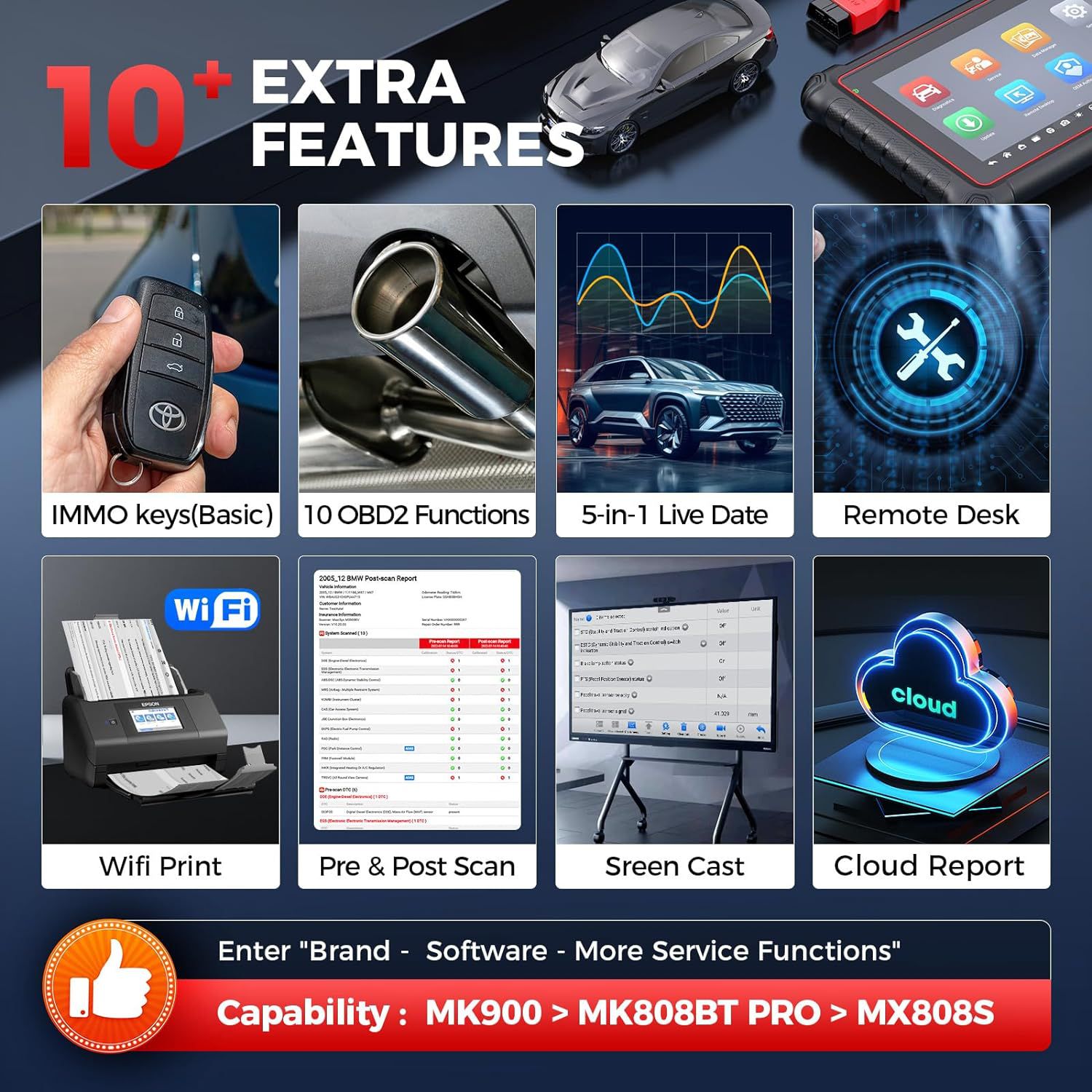 2025 Autel MaxiCOM MK900 Scanner CAN-FD & DoIP FCA & Renault SGW Access 40+ Service Nouvelle version de MK808BT PRO, MK808S, MK808Z